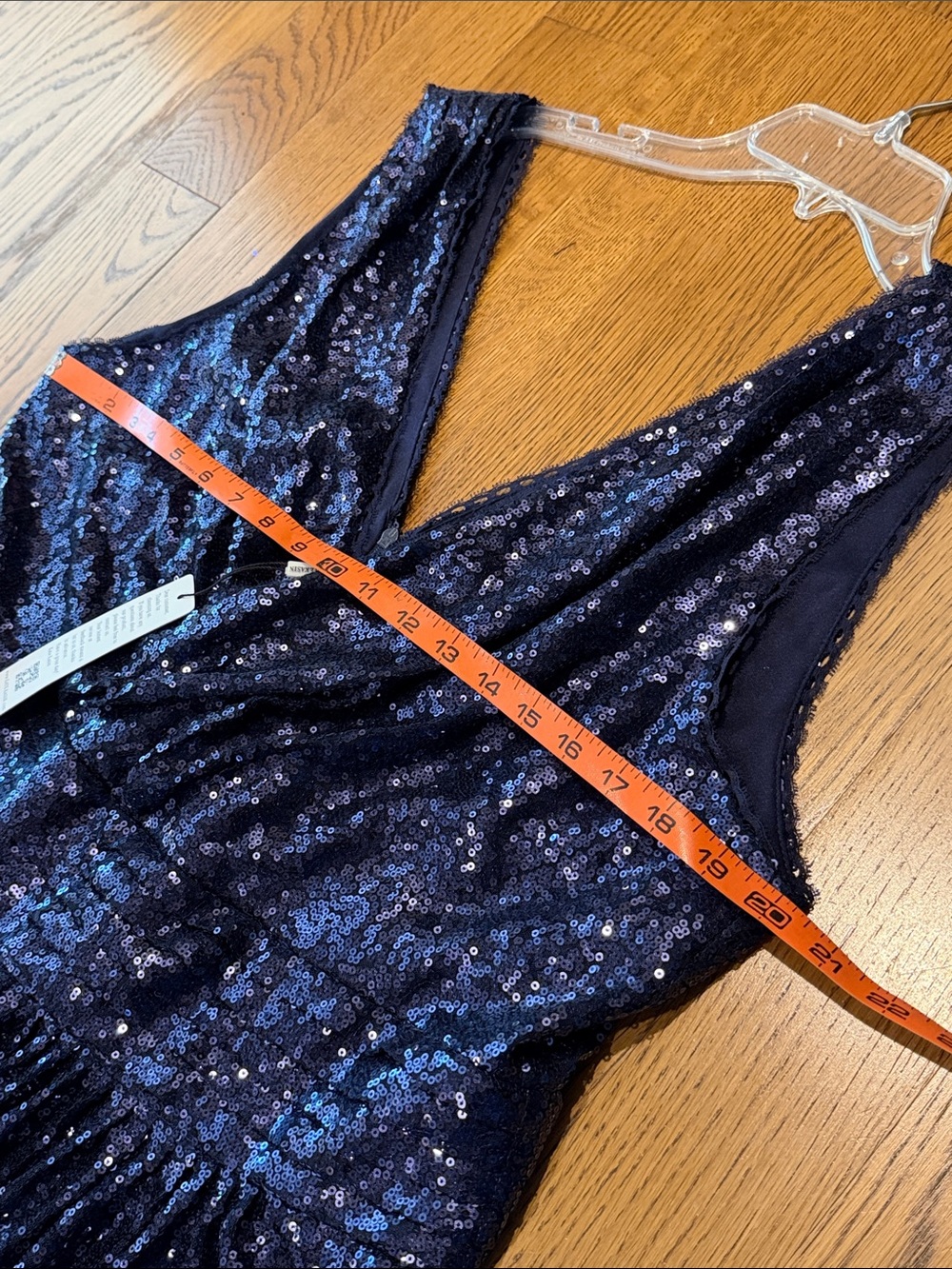 Kate Kasin Dark Blue Sequin Gown. Size 18W. New. - Picture 14 of 17